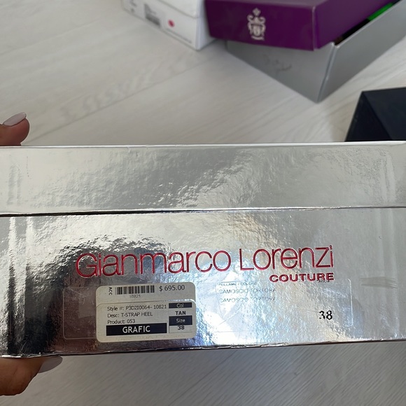 Gianmarco Lorenzi T-strap Platform Heels In Nude/ Multicolor - Picture 5 of 7